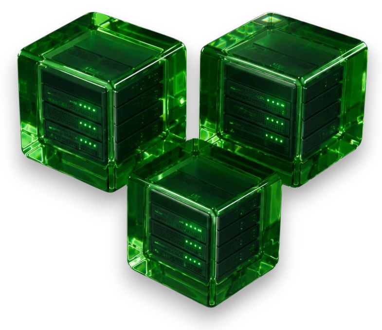 Revolving glass green cube